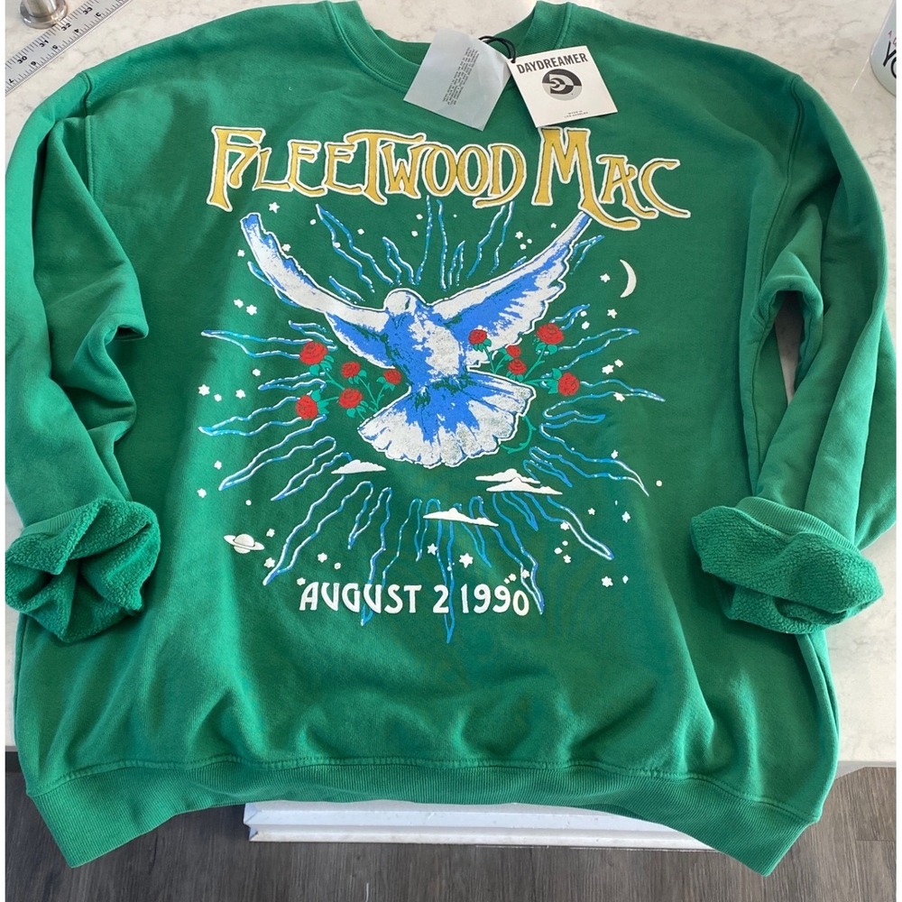 Daydreamer Fleetwood Mac August 2 1990 Green Graphic Sweatshirt XL NWT - Picture 2 of 8